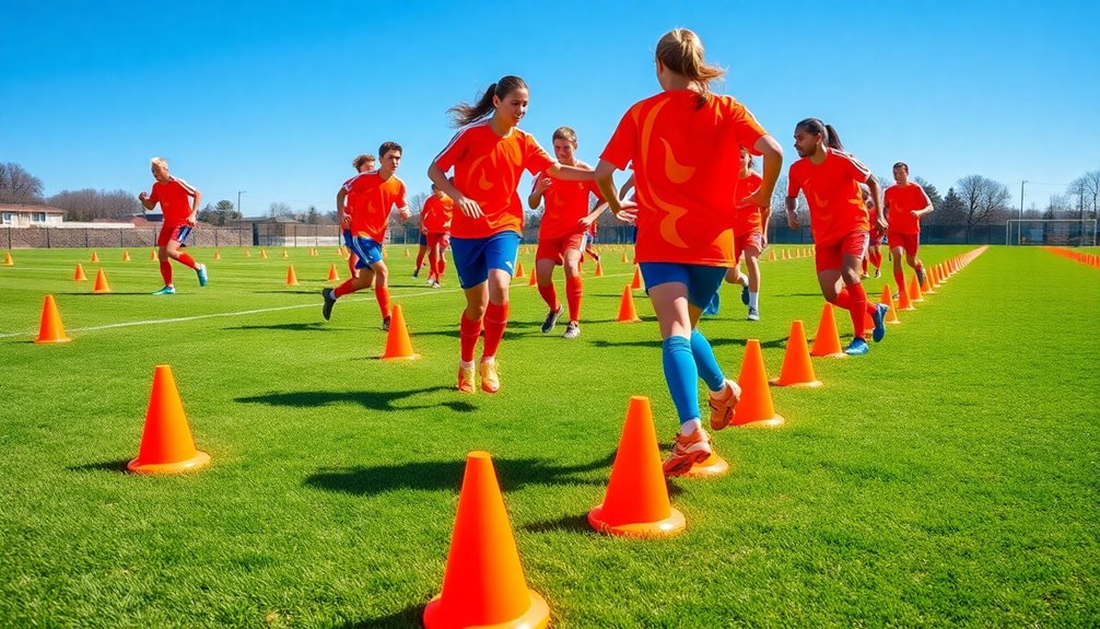 cone setup passing drills